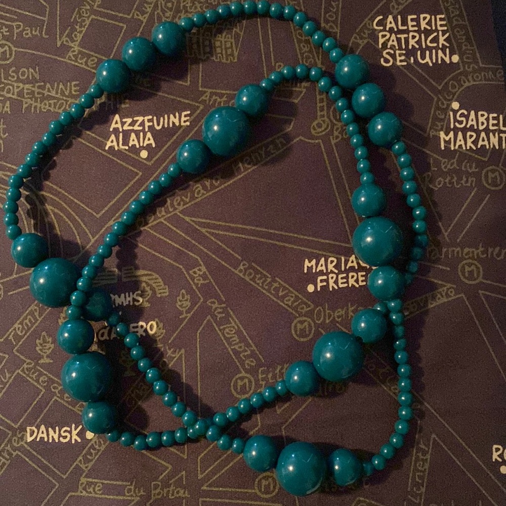 Long plastic Emerald Green necklace